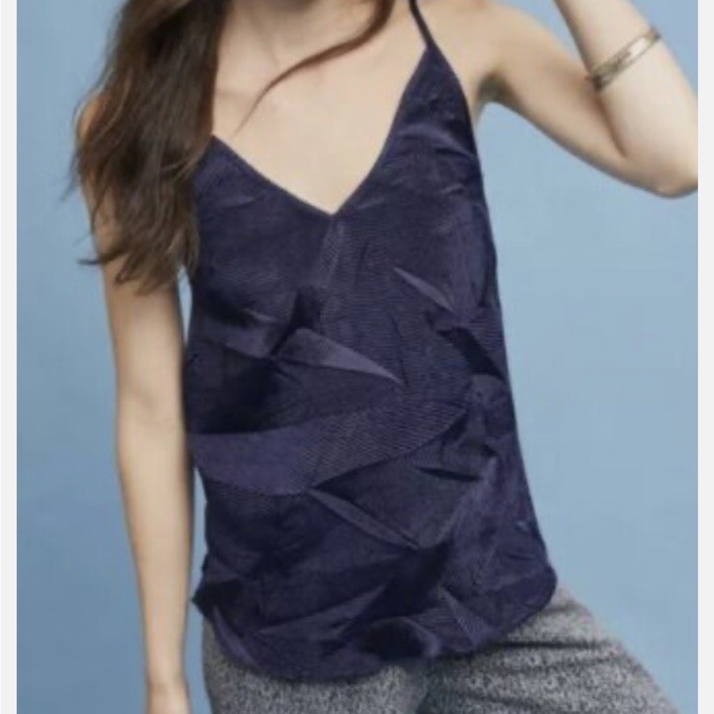 Anthropologie Floreat Blue Textured Camisole